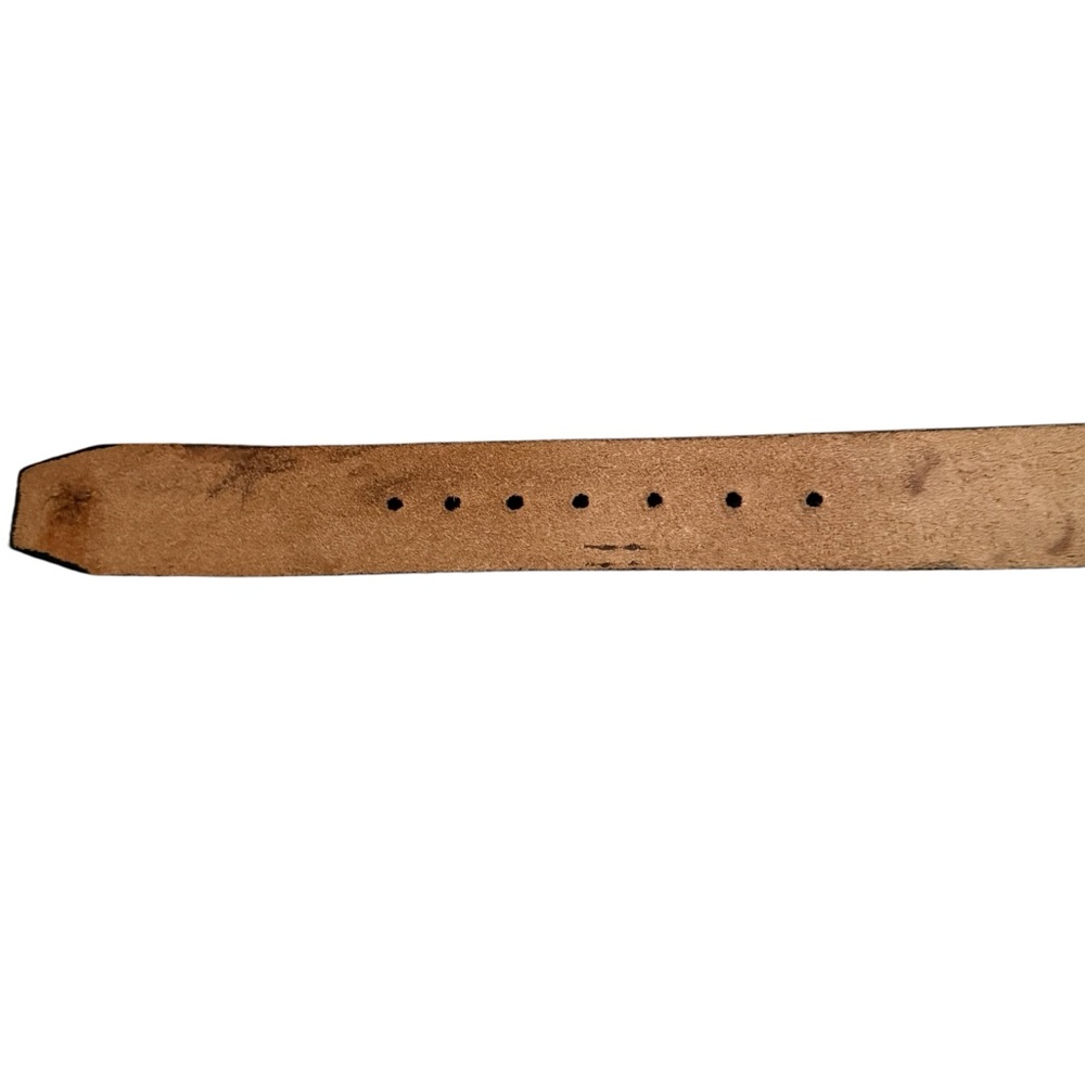 Vintage Tooled Transport Truck Brown Leather Belt Size 36 Removable Buckle USA - Picture 13 of 15